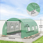 Outsunny - Serre tunnel à pied 13 pi x 9,8 pi x 6,6 pi avec 2 barres de support, blanc-La porte et les fenêtres en maille offrent une excellente ventilation croisée et protègent contre les intrus  
