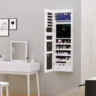 HOMCOM - Armoire à bijoux miroir avec lumières led et 2 clés - 14,5 po L x 47,25 po l x 4 po H - blanc-Grand espace de rangement pouvant contenir tous vos accessoires et bijoux, la séparation claire vous aide à sélectionner rapidement vos bijoux 