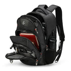 Swissdigital - Sac à dos noir VECTOR avec localisateur SDD-Poche dédiée pour batterie externe, poche pour bouteille d'eau, poche pour étui à lunettes, porte-clés et poches multifonctionnelles, et le panneau arrière respirant du sac à dos est doté d'un rembourrage en maille pour une ventilation confortable de l'air.