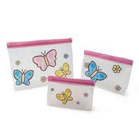 Sully - Ensemble de sacs à collation PEVA 3 pièces - Papillon-Grand, moyen et petit format de 3 paquets