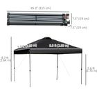 Outsunny - Tente auvent pliante 10 pi l x 10 pi L avec aération sur le toit et sac - Noir-Conception pliante pour une installation rapide