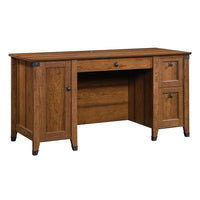 Sauder 59"W La Collection Carson Forge Bureau - Finition Washington Cherry-Deux tiroirs équipés de glissières métalliques et butées de sécurité