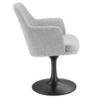 Modway - Lippa Salle à manger pivotante Rembourré Fauteuil - Noir Gris clair-Anneau en plastique en caoutchouc pour la protection des planchers