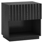 Hudson&Canal - Table de chevet rectangulaire cannelée Jason - 24 po l - Grain noir-Design moderne et contemporain pour votre chambre, votre suite d'invités ou tout autre endroit où vous avez besoin d'un peu plus d'espace de rangement
