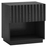 Hudson&Canal - Table de chevet rectangulaire cannelée Jason - 24 po l - Grain noir-Design moderne et contemporain pour votre chambre, votre suite d'invités ou tout autre endroit où vous avez besoin d'un peu plus d'espace de rangement