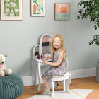 Qaba - Ensemble coiffeuse et chaise pour enfants - Blanc-Idéal pour les chambres d'enfants, les salles de jeux et les garderies 