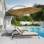 Lausaint - Parasol déporté de 3,35 m avec base - Beige-8