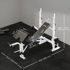 Soozier - Banc de musculation réglable avec support à squat, blanc-Assise et dossier rembourrés pour plus de confort 