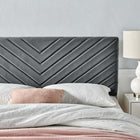 Modway - Alyson Chenal angulaire touffé Performance Velvet Tête de lit King / King de Californie, Charbon de bois-Tissu résistant aux taches durable