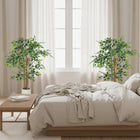 HOMCOM - Arbre banian artificiel 4 pi pour décoration intérieure - vert - lot de 2-Couleur : Vert, Blanc 