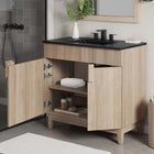 Modway - Miles 36" Vanette de salle de bain - Chêne noir-Bassin d’évier en céramique