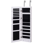 HOMCOM - Armoire à bijoux miroir avec lumières led et 2 clés - 14,5 po L x 47,25 po l x 4 po H - blanc-Doublure noire à l'intérieur de l'armoire pour protéger les bijoux des rayures 