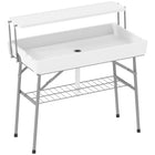 Outsunny - Table glacière pliante 3,5 pi avec vidange-Conception à deux niveaux avec étagère pour une utilisation pratique  