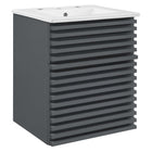 Modway - Render Fixation murale de 18" Vanette de salle de bain - Gris blanc-Vanité moderne du milieu du siècle