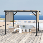Outsunny - auvent de pergola rétractable 10 pi l x 12 pi L - beige-Auvent coulissant facile permettant de trouver la quantité idéale de soleil ou d’ombre