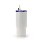 Gry Mattr - Tasse de voyage avec paille - 700 ml - Blanc-Couvercle transparant
