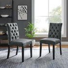 Modway - Duchess Performance Velvet Chaises de salle à manger Ensemble de 2 - Gris-Rembourrage en mousse dense pour le confort