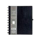 Cambridge - Grand cahier de bureau à disque - Noir - 11,2 po H x 9,3 po l-Couverture noire en polyuréthane durable avec coins arrondis et dos relié par disque
