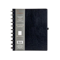 Cambridge - Grand cahier de bureau à disque - Noir - 11,2 po H x 9,3 po l-Couverture noire en polyuréthane durable avec coins arrondis et dos relié par disque