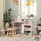 Qaba - Ensemble bureau et chaise pour enfants (2 pièces) avec rangement et étagères - Rose-Fabriqué en MDF avec des coins arrondis pour la sécurité des enfants 
