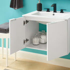 Modway - Maybelle 24" Vanité de salle de bain murale - Blanc blanc-Bassin d’évier en céramique