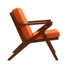 Manhattan Comfort - Martelle fauteuil d’appoint rembourré en tissu sergé style milieu du siècle 78 cm - orange et ambre-Bras uniques de forme triangulaire