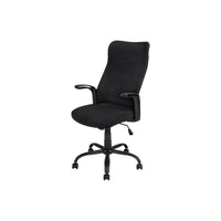 Monarch Specialties - 7248 Chaise De Bureau Multi-Position- Noir/Tissu Noir/-Chaise de bureau exécutif à dossier haut avec accoudoirs fixes en noir et un tissu polyester en noir