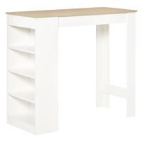 HOMCOM - Table de bar avec 4 étagères de rangement - bois naturel-L'étagère à 4 niveaux offre un espace de rangement suffisant pour garder les objets à portée de main 