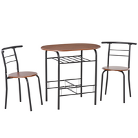 HOMCOM - ensemble de salle à manger 3 pièces 31,5 po avec étagère de rangement - naturel-Ensemble de table à manger pour 2 personnes composé d'une table et de deux chaises