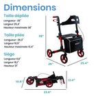 Journey - Déambulateur de mobilité Breeze Rollator - rouge-Le système de freinage à boucle aide à offrir un arrêt réactif et un meilleur contrôle pour l’utilisateur