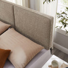 Modway - Lindee Tissu Boucle Tête de lit complète, Flocons d’avoine-Tissu boucle Tissu Rembourrage