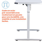 Motionwise - Bureau électrique assis-debout à moteur unique  série M1 Glass avec tiroirs pivotants - Blanc-9