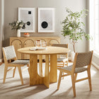 Modway - Rivian Ronde 48 po Bois Table à manger, Chêne-Sièges 4-6