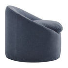 Modway - Sadie Slipcover Mélange de lin Chaise d’accent ronde - Denim-Pieds en caoutchouc avec coulisses de plancher
