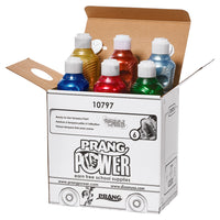 Prang - Peinture Tempera métallique lavable - 16 oz - couleurs assorties - paquet de 6-Peinture tempera lavable offre des couleurs vives et éclatantes