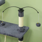 PawHut - Arbre à chat 53 po avec poteaux à griffer, condo, lits - gris foncé-Balles jouets et corde à taquiner pour stimuler le jeu 