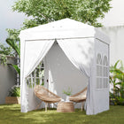 Outsunny - Tente auvent pliante 6.7 pi l x 6.7 pi L - Parois latérales - Sac de transport - Blanc-La toile en tissu Oxford UPF50+ bloque 98 % des rayons UV