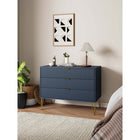 Manhattan Comfort - Dumbo commode moderne 35,19" - bleu minuit-Comprend 3 tiroirs à extension totale avec tiroir supérieur conçu avec des lignes nervurées texturées verticales