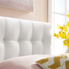 Modway - Lily Biscuit Touffé Performance Velvet Tête de lit jumelée, Blanc-Tissu résistant aux taches durable