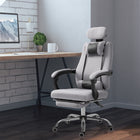 Vinsetto - Chaise de jeu de bureau ergonomique de style exécutif avec soutien lombaire - gris-Repose‑pieds extensible pour soulager la pression sur les jambes et les pieds