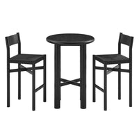 Modway - Alvia 3 pièces Manche Bois Table de bar avec ensemble de tabourets - Noir-Table ronde et ensemble de tabouret en 3 pièces