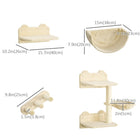 PawHut - Étagère murale pour chat avec hamac, poteau à griffer, plateformes-Revêtement en peluche douce et sisal adapté aux comportements naturels des félins 