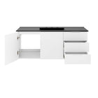 Modway - Vitality Évier simple 48" Vanette de salle de bain - Blanc Noir-Trous de robinet centraux 8"