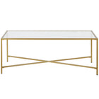 Hudson&Canal - Table basse rectangulaire Henley , 122 cm de large, avec plateau en verre - Laiton-Dispose d'un plateau en verre trempé