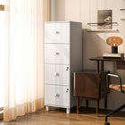 HOMCOM - Armoire de classement latérale à 4 tiroirs pour dossiers lettre/A4 avec serrure - blanc-2 tiroirs verrouillables améliorent la sécurité des documents avec 2 clés 
