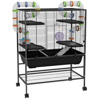 PawHut - Cage à hamster roulant 43 po avec système de tubes tunnels et étagère de rangement-Un espace spacieux favorise l’exploration et les possibilités d’exercice