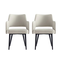 Manhattan Comfort - Lot de 2 fauteuils de salle à manger modernes Tremont 58 cm, revêtement similicuir, coloris pierre-Chaise de salle à manger moderne avec accoudoirs pour salle à manger et usage de travail lot de 2