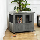 PawHut - Meuble cage pour chien, table d’appoint pour chiens de taille moyenne - gris-Surélevé pour protéger de l’humidité 
