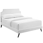 Modway - Corene Vinyle Lit à plateforme complet avec pattes rondes écartées, Blanc-Cadre en bois / panneau en particules