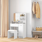 HOMCOM - Coiffeuse avec tabouret - 31,5 po L x 15,7 po l x 52 po H - blanc-Le design anti-basculement garantit la sécurité et la stabilité 